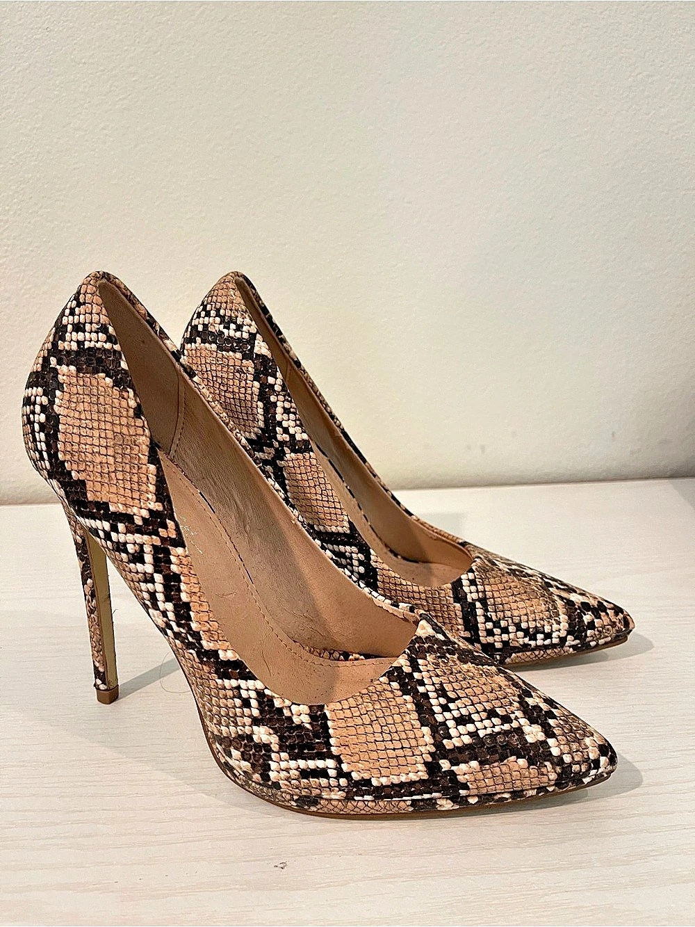 Nasty Gal Snake Print Pointed Toe Heels